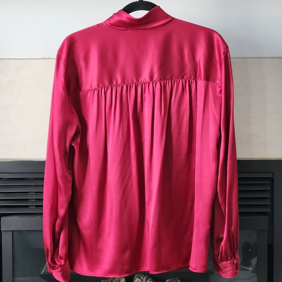 Jones New York 100% Silk Red Long Sleeve Shirt, Button Down Silk Blouse, Size 14 - Picture 12 of 12